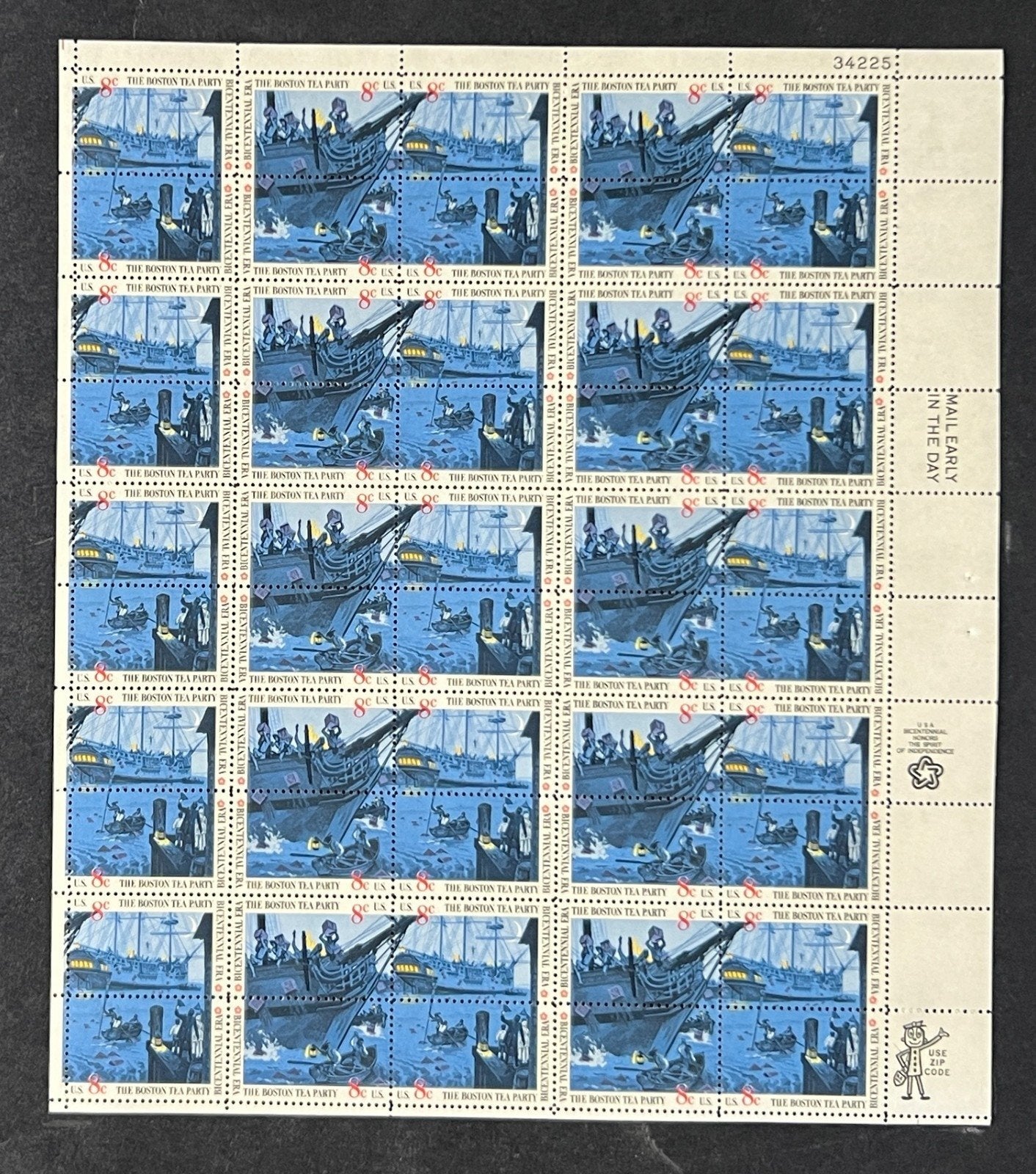 US 1480-1483 Mint Sheet (MNH) Boston Tea Party 8-Cent 1973 P#34225