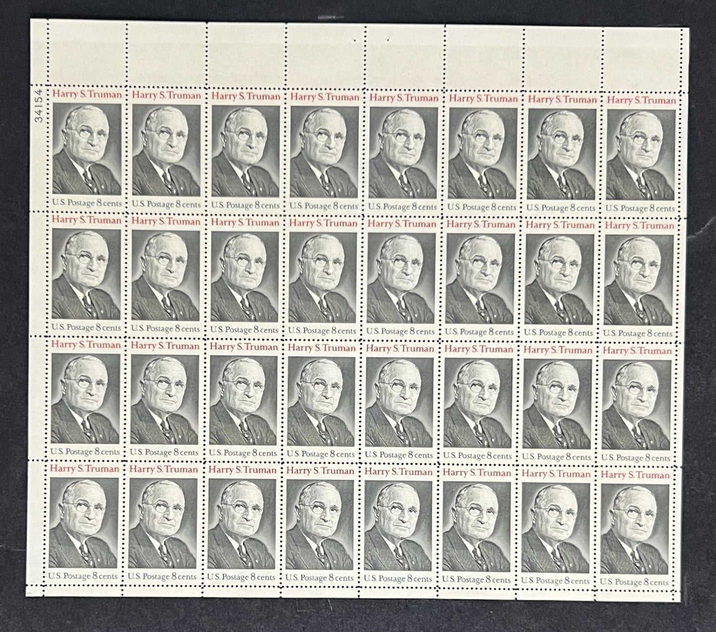 US 1499 Mint Sheet (MNH) Harry S Truman 8-Cent 1973 P#34154 ZAYIX