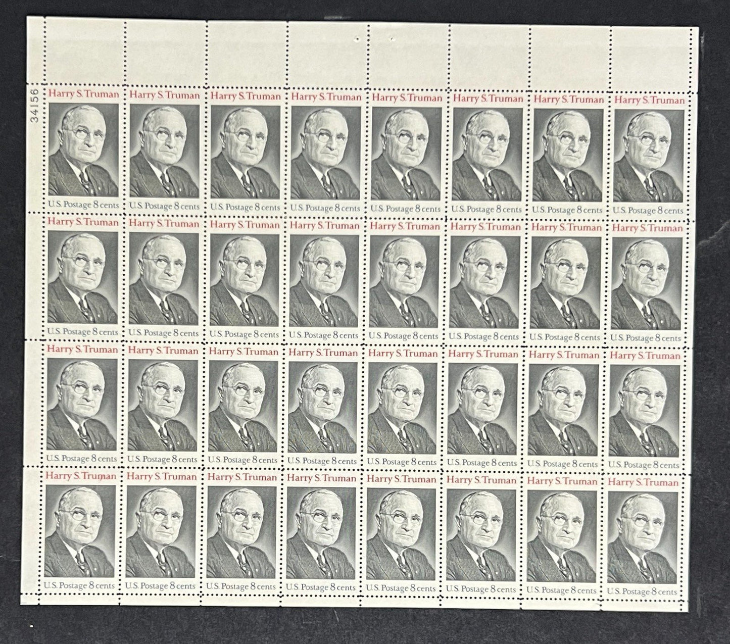 US 1499 Mint Sheet (MNH) Harry S Truman 8-Cent 1973 P#34156 ZAYIX