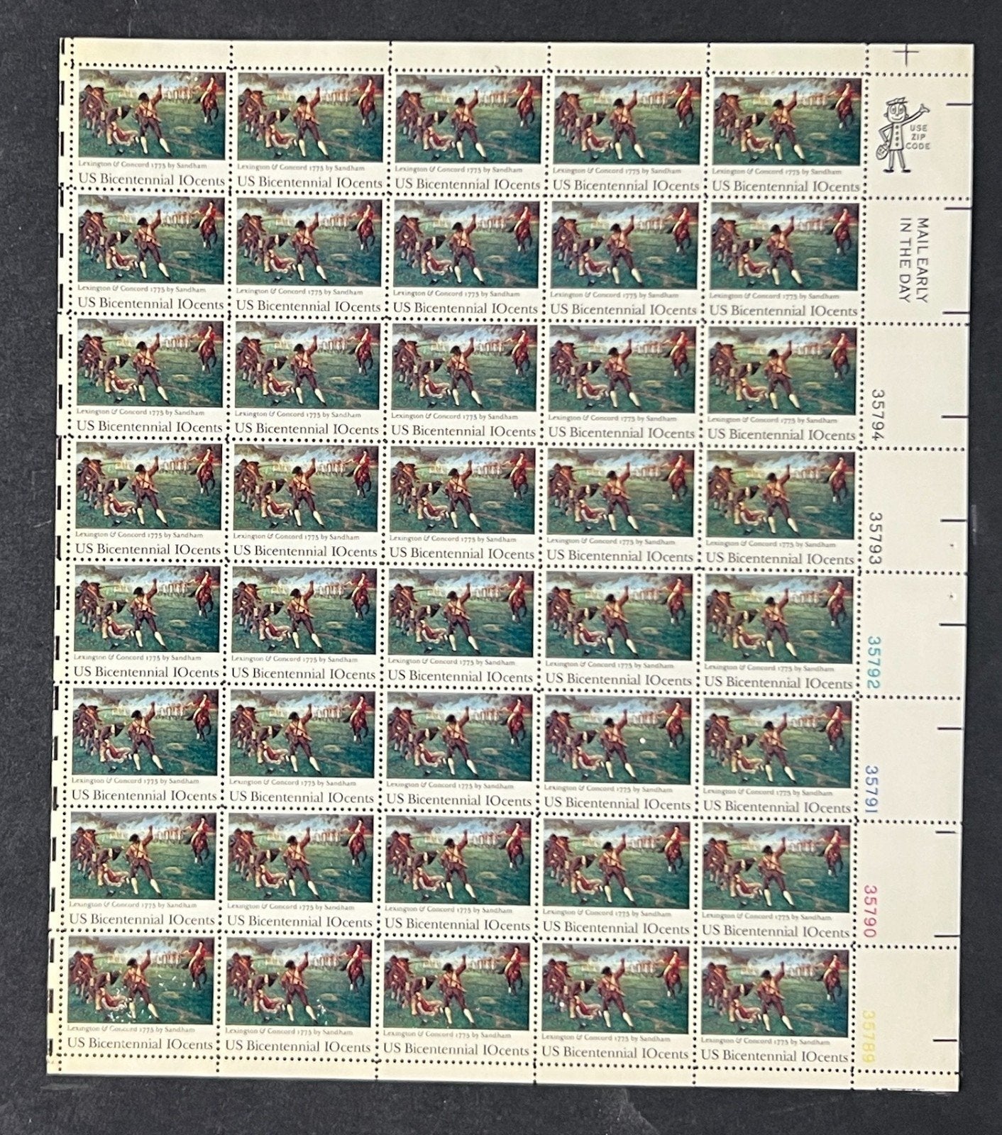 US 1563 Mint Sheet (MNH) Lexington Concord (PB10) 10-Cent 1975 ZAYIX