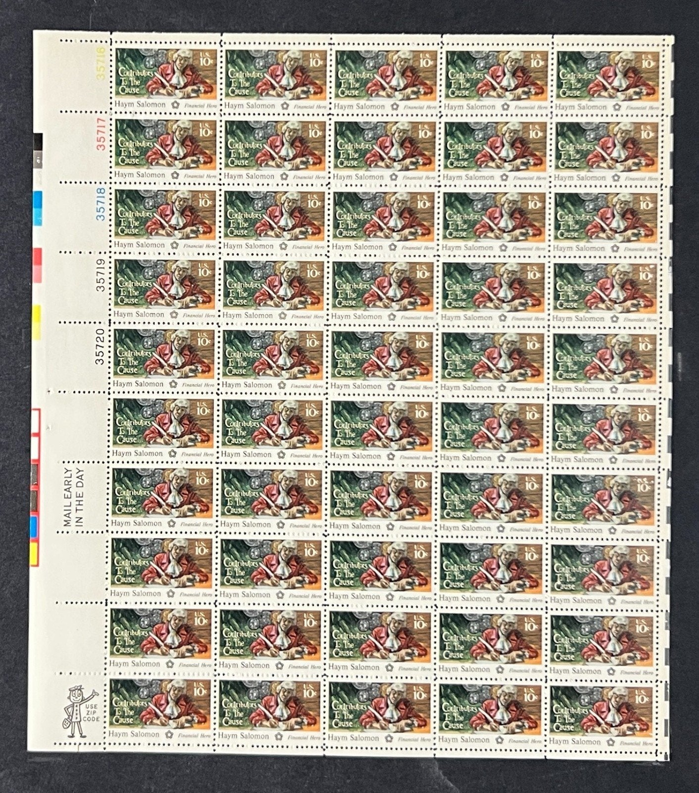 US 1561 Mint Sheet (MNH) Haym Salomon (PB10) 10-Cent 1975 ZAYIX