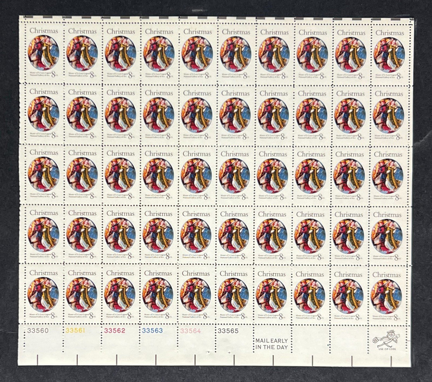 US 1471 Mint Sheet (MNH) Christmas Angels (PB12) 8-Cent 1972 ZAYIX