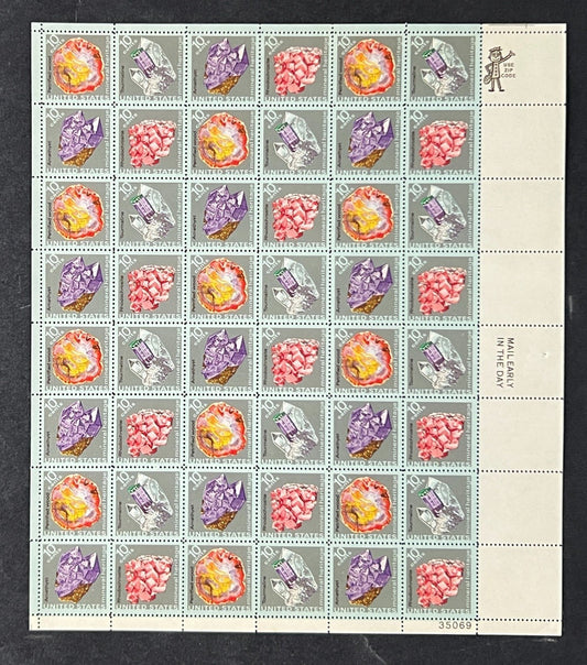 US 1538-1541 Mint Sheet (MNH) Mineral Heritage 10-Cent 1974 P#35069 ZAYIX