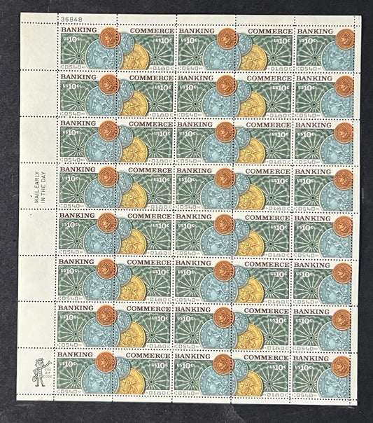 US 1577-1578 Mint Sheet (MNH) Banking & Commerce pair 10-Cent 1975 ZAYIX