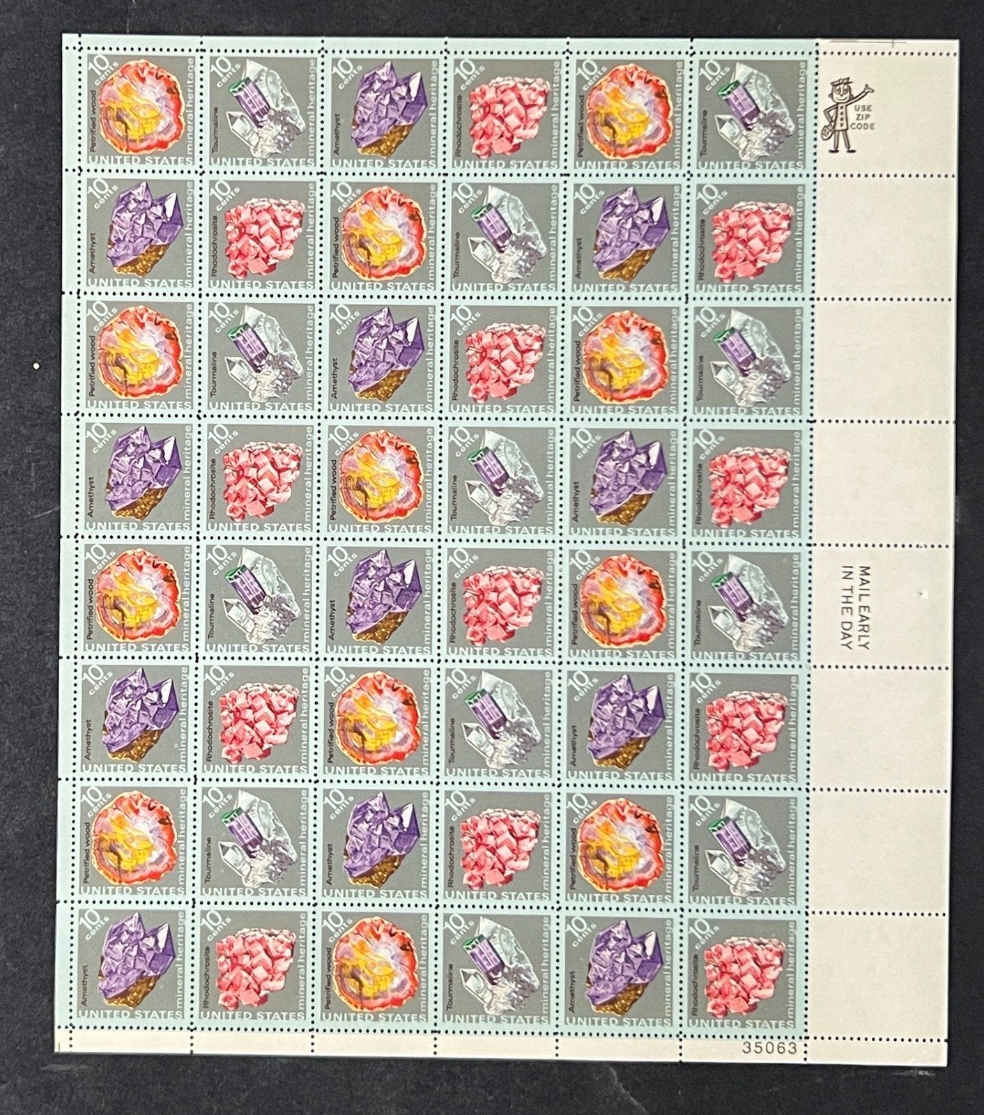 US 1538-1541 Mint Sheet (MNH) Mineral Heritage 10-Cent 1974 P#35063 ZAYIX