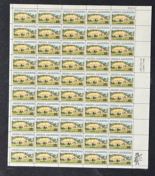 US 1505 Mint Sheet (MNH) Chautaugua Tent 10-Cent 1974 P#35515 ZAYIX