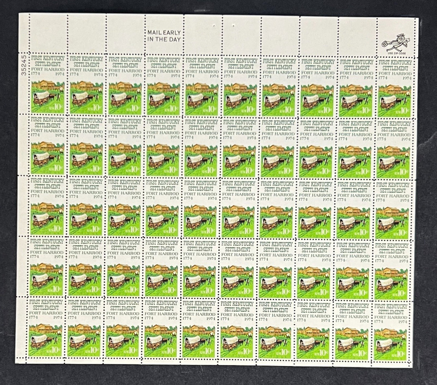 US 1542 Mint Sheet (MNH) Kentucky Settlement 150th 10-Cent 1974 P#35245 ZAYIX