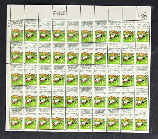 US 1542 Mint Sheet (MNH) Kentucky Settlement 150th 10-Cent 1974 P#35245 ZAYIX