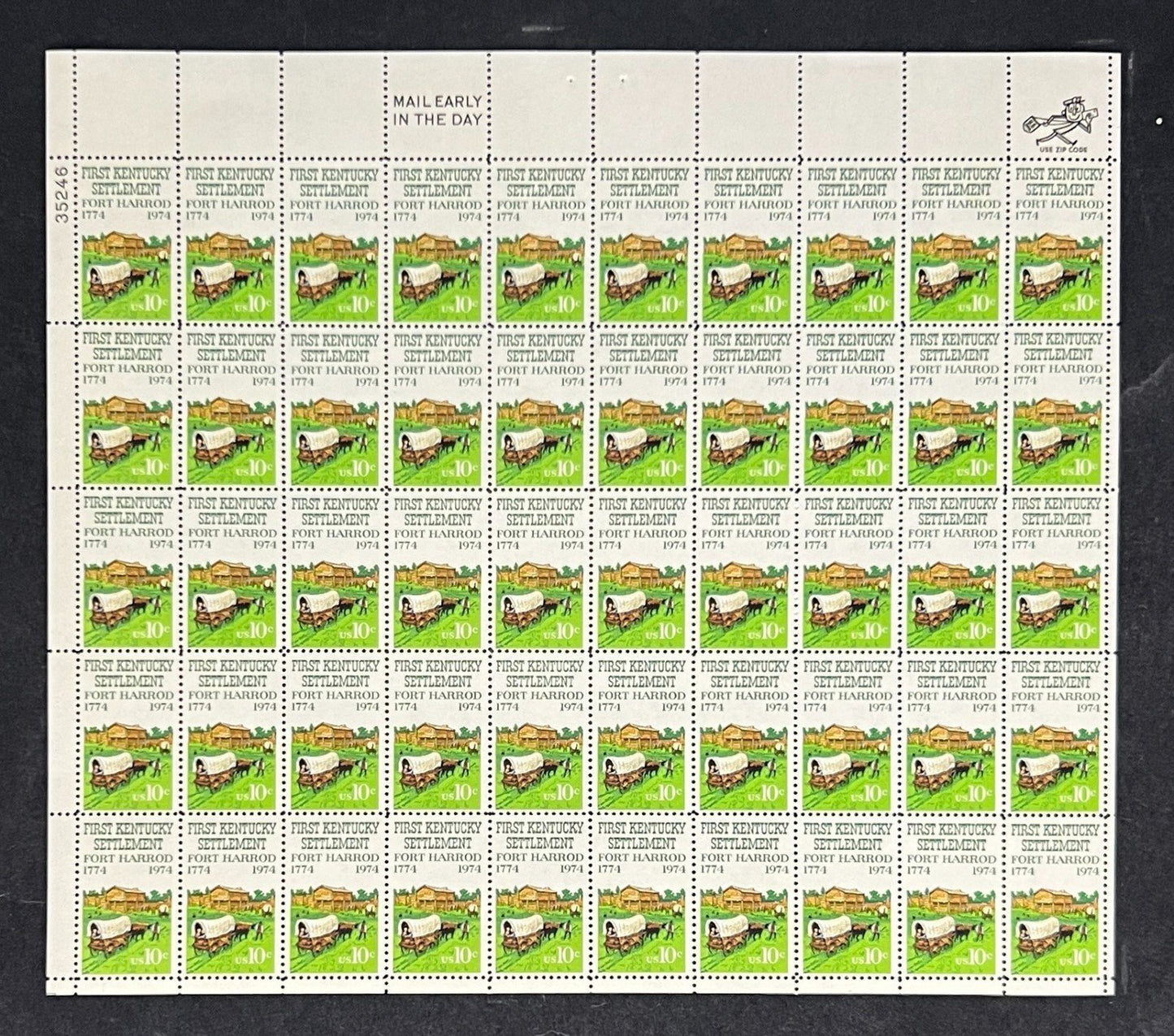 US 1542 Mint Sheet (MNH) Kentucky Settlement 150th 10-Cent 1974 P#35246 ZAYIX
