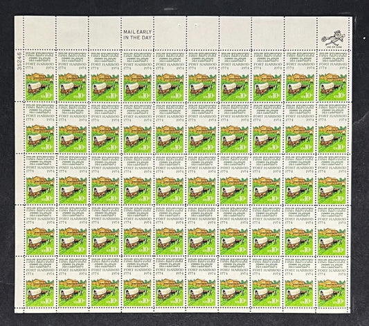 US 1542 Mint Sheet (MNH) Kentucky Settlement 150th 10-Cent 1974 P#35246 ZAYIX