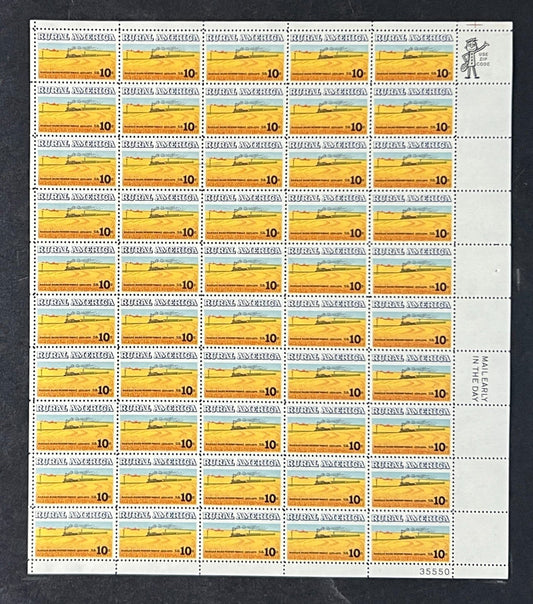 US 1506 Mint Sheet (MNH) Wheat Fields & Train 10-Cent 1974 P#35550 ZAYIX