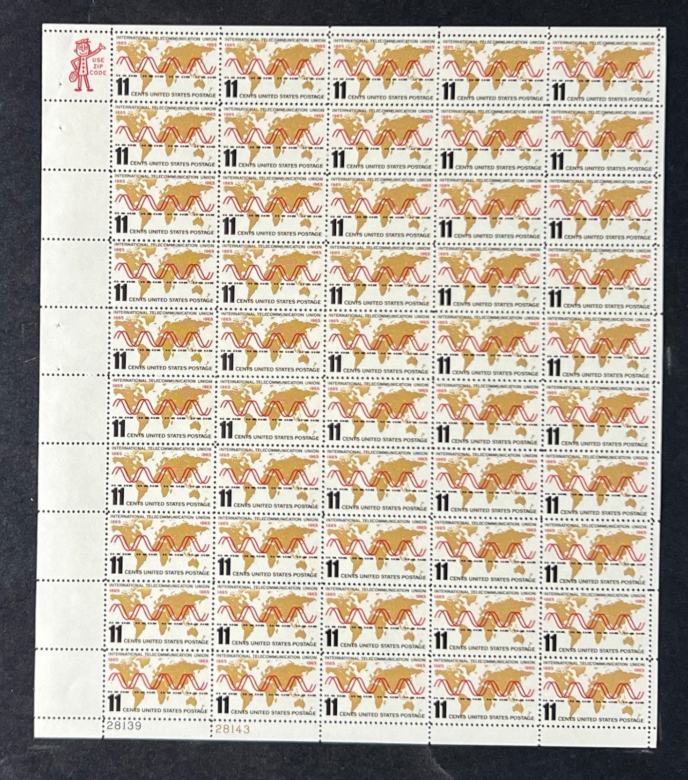 US 1274 Mint Sheet (MNH) Telecommunications Union 11-Cent 1965 ZAYIX