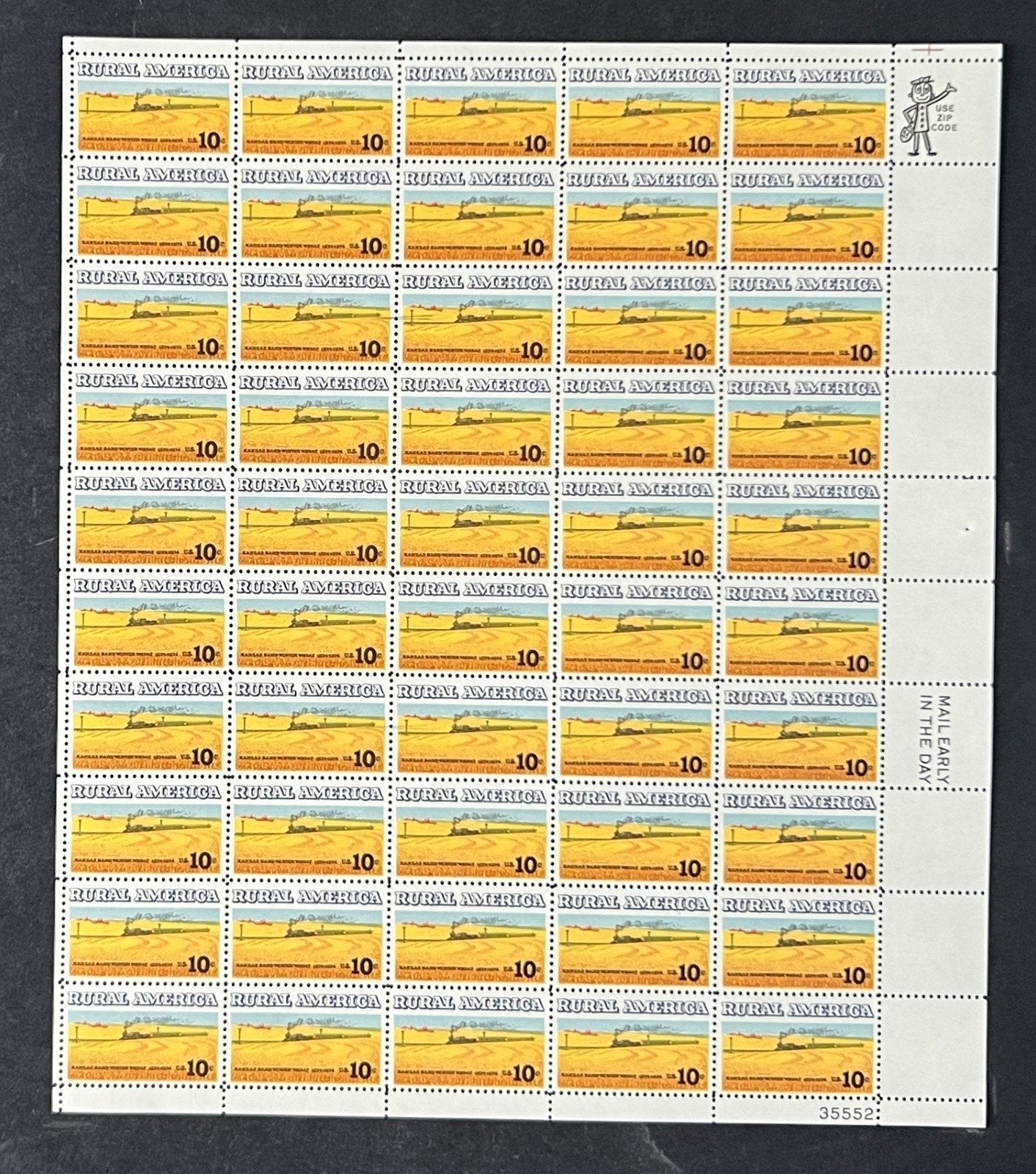 US 1506 Mint Sheet (MNH) Wheat Fields & Train 10-Cent 1974 P#35552 ZAYIX
