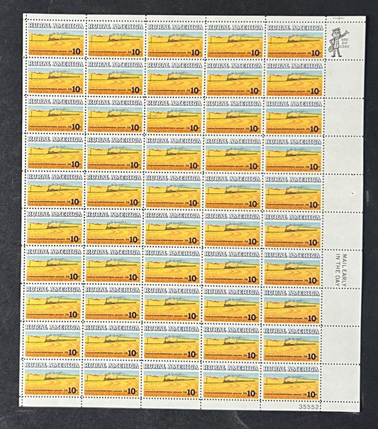 US 1506 Mint Sheet (MNH) Wheat Fields & Train 10-Cent 1974 P#35552 ZAYIX