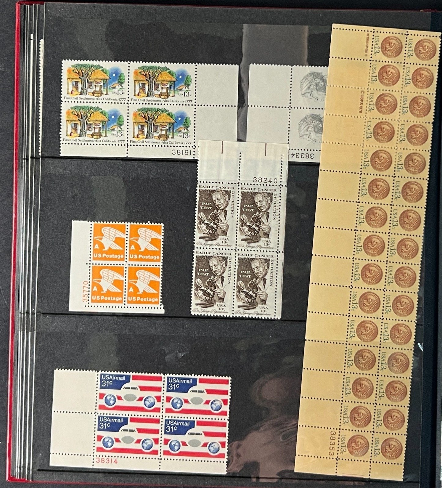 United States Plate Block Stamp Collection 4 Lighthouse Stock books ZAYIX