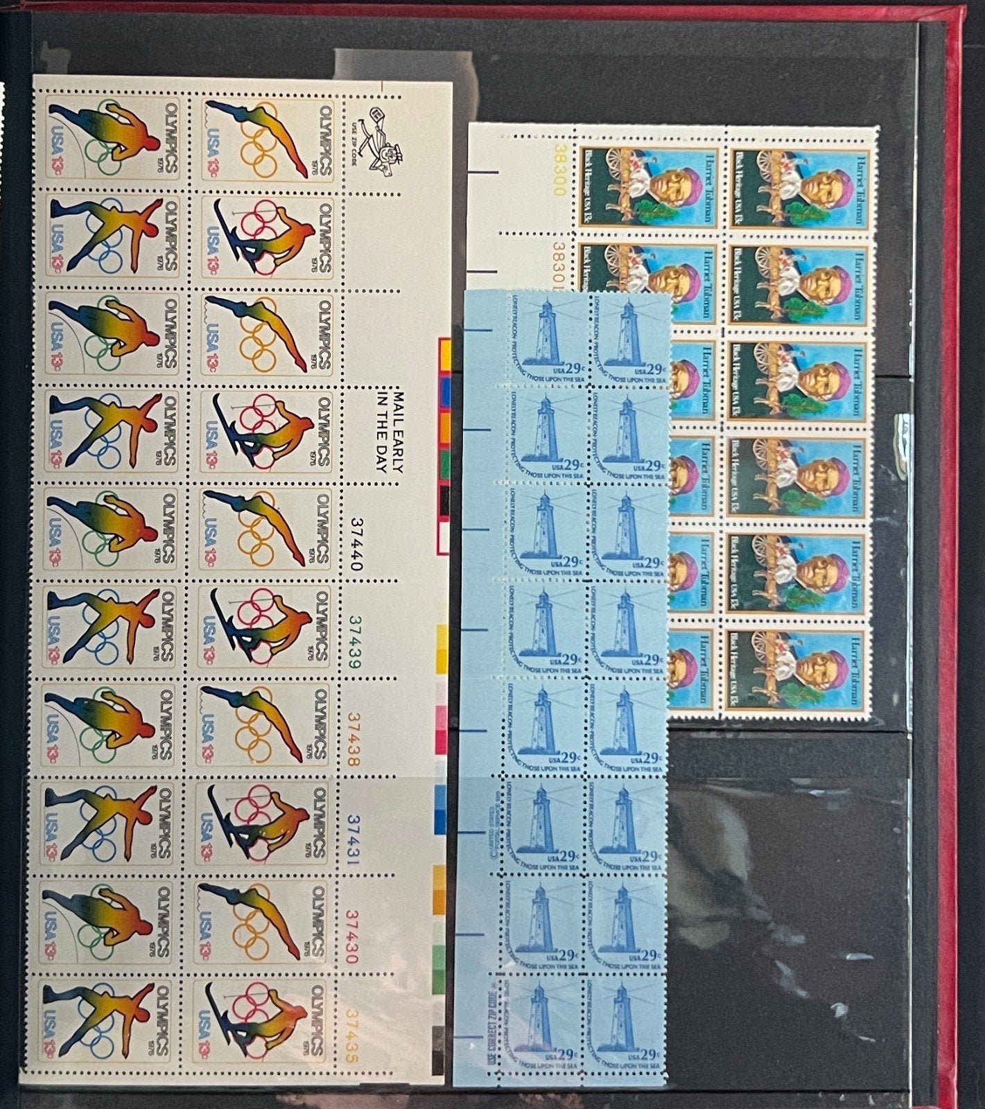 United States Plate Block Stamp Collection 4 Lighthouse Stock books ZAYIX