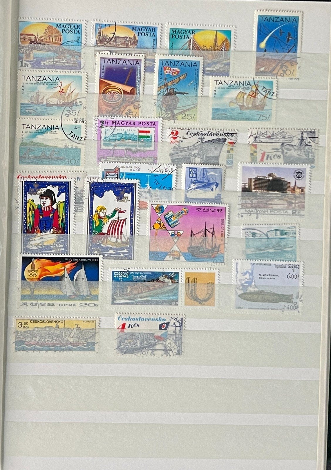 World Stock Book Stamp Collection Topicals Trains Ships Airplanes 24 Pages ZAYIX