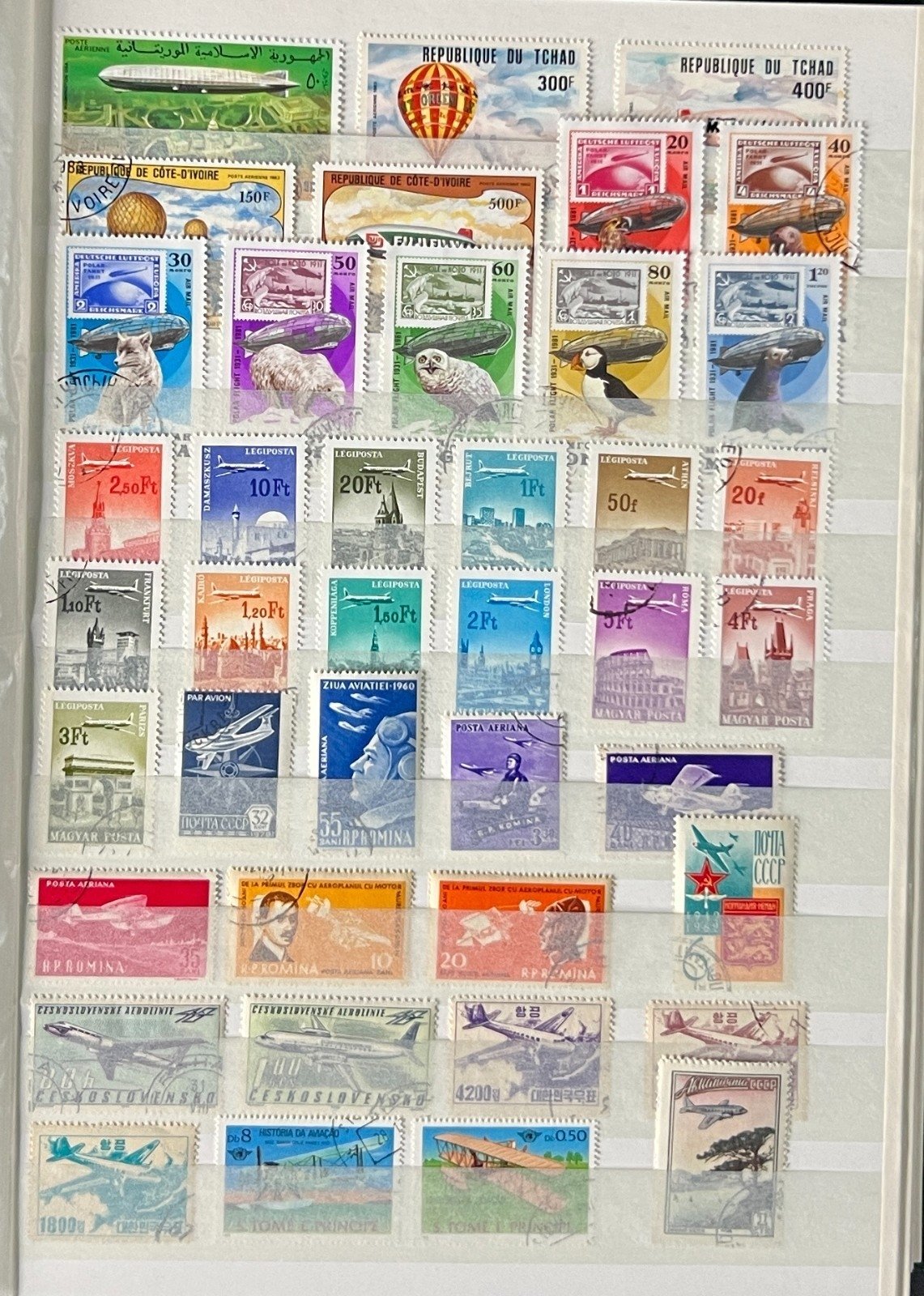 World Stock Book Stamp Collection Topicals Trains Ships Airplanes 24 Pages ZAYIX