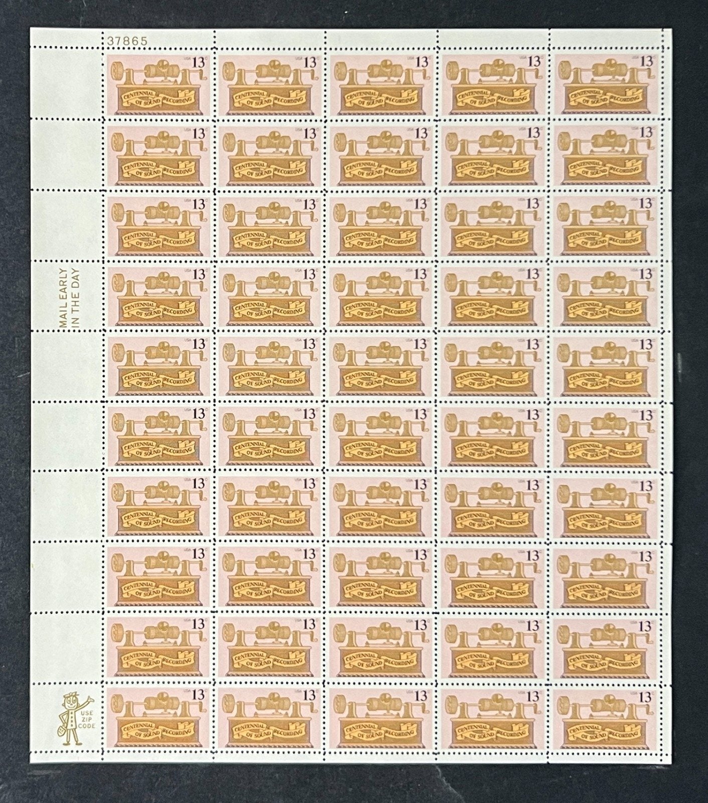 US 1705 Mint Sheet (MNH) Sound Recording Centennial 13-Cent 1977 ZAYIX