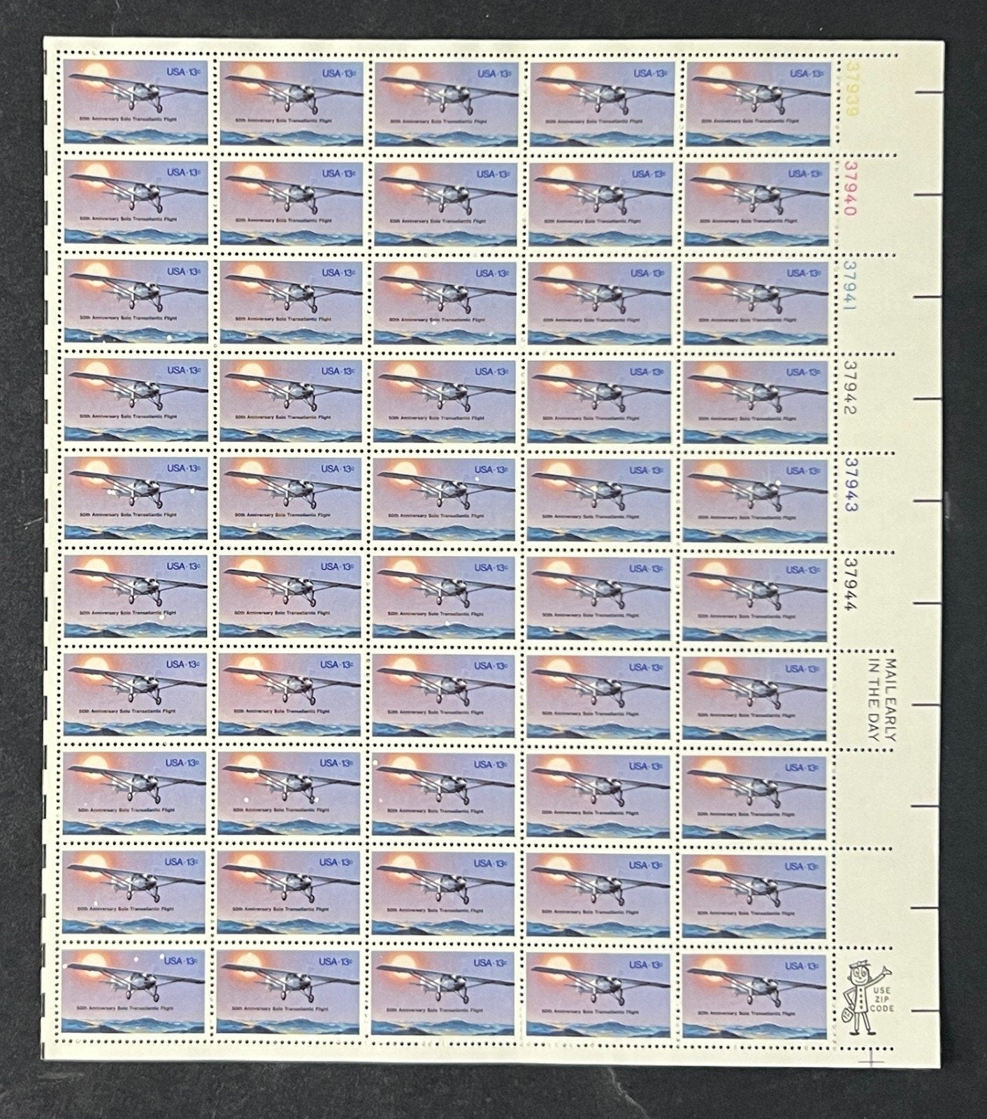 US 1710 Mint Sheet (MNH) Lindbergh's Trans Atlantic Flight 13-Cent 1977 ZAYIX