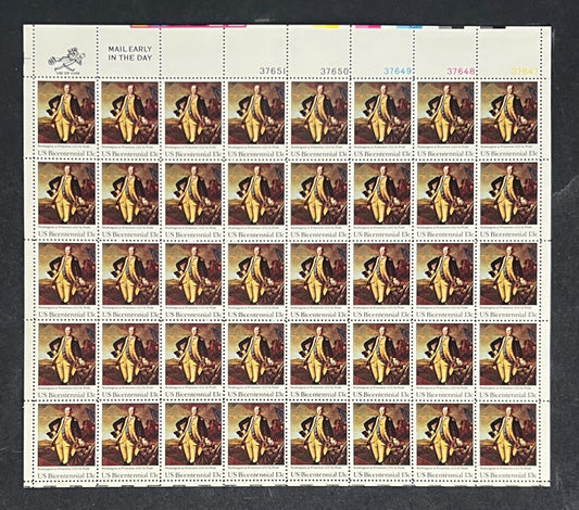US 1704 Mint Sheet (MNH) George Washington at Princeton NJ 13-Cent 1977 ZAYIX