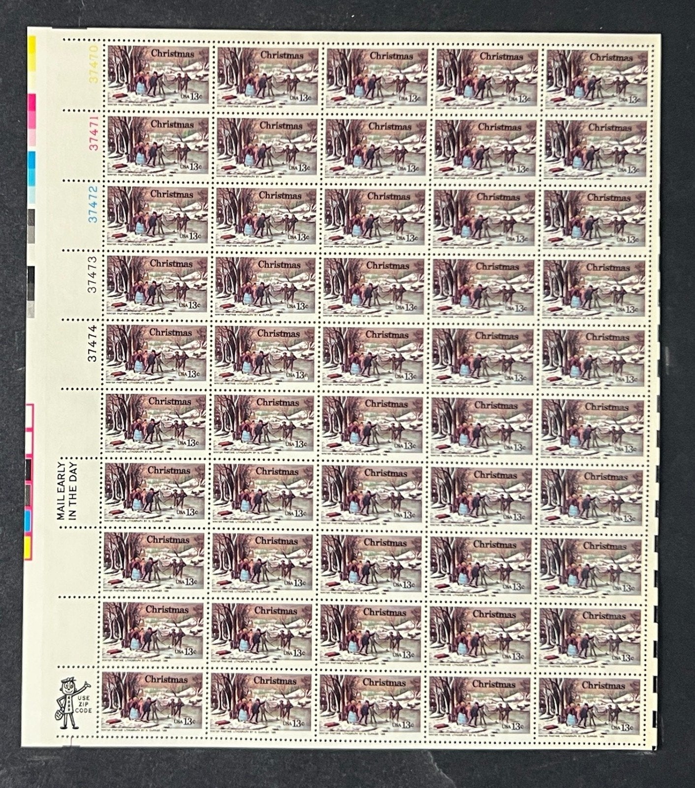 US 1702 Mint Sheet (MNH) Winter Pastime by Nathaniel Currier 13-Cent 1976