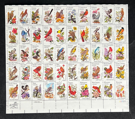 US 1953-2002 Mint Sheet (MNH) 50 State Birds & Flowers 20-Cent 1982 ZAYIX