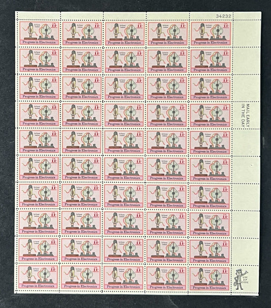 US C86 Mint Sheet (MNH) Electronics Audions 11-Cent 1973 P#34232 ZAYIX