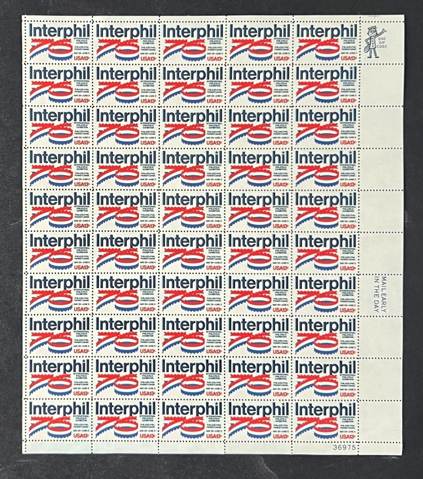 US 1632 Mint Sheet (MNH) Interphil '76 Philadelphia 13-Cent 1976 ZAYIX