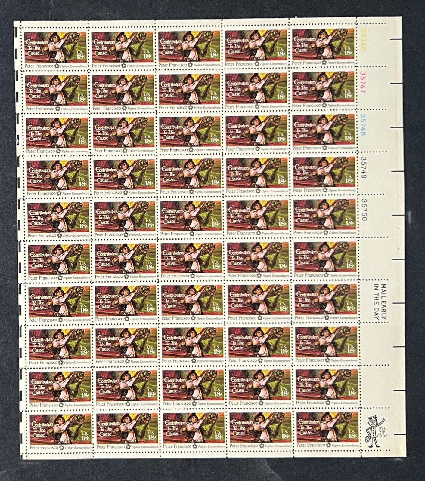 US 1562 Mint Sheet (MNH) Peter Francisco (PB10) 18-Cent 1975 ZAYIX