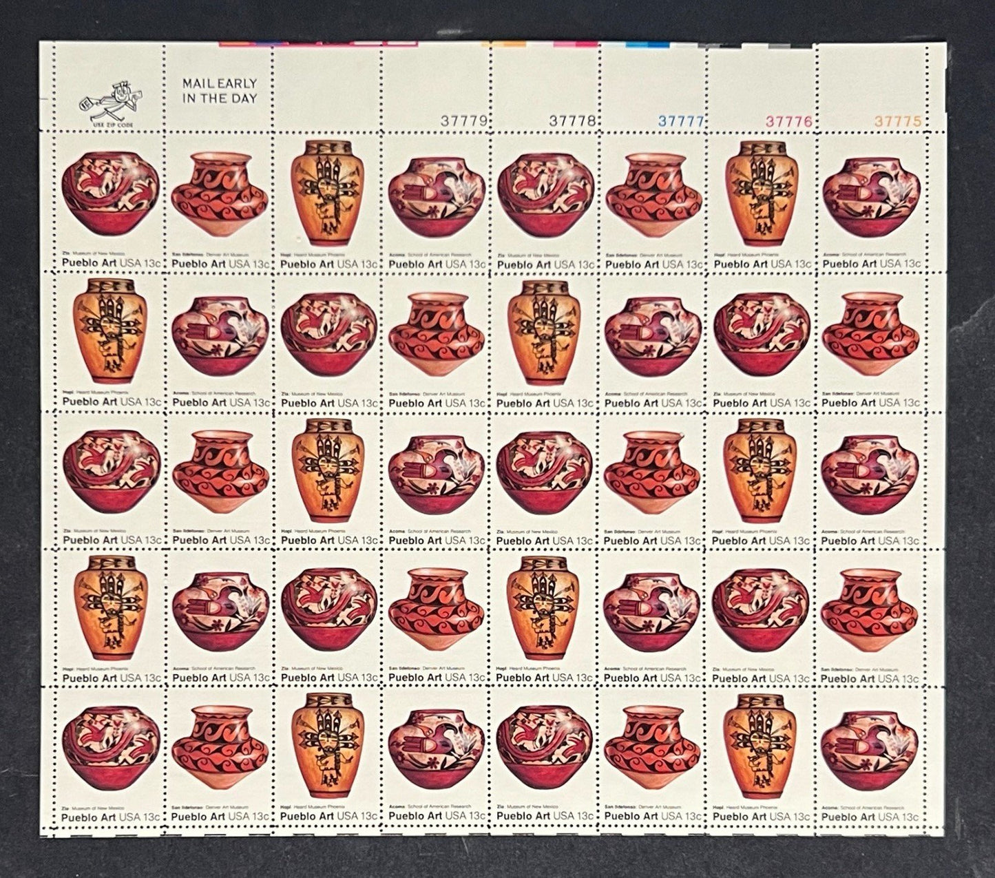 US 1706-1709 Mint Sheet (MNH) Pueblo Art (PB10) 13-Cent 1977 ZAYIX