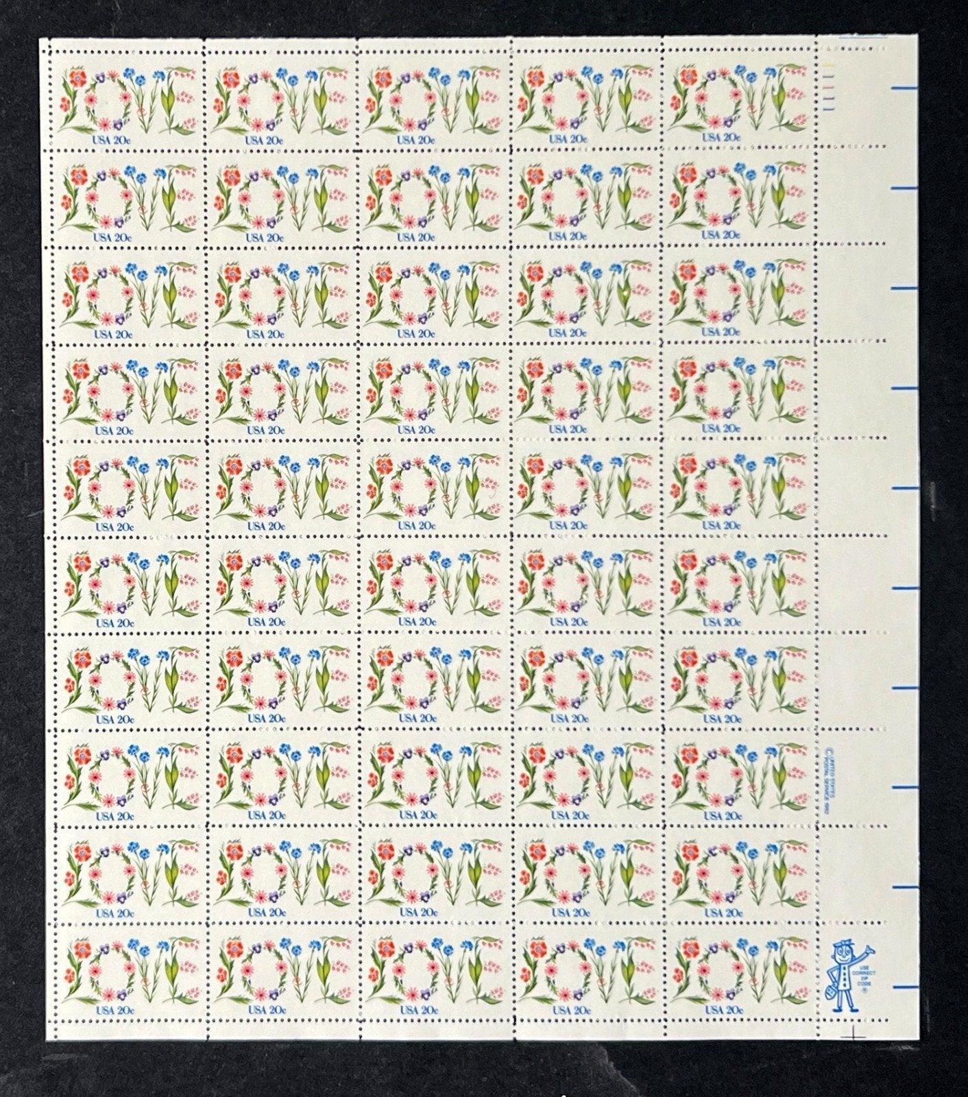 US 1951 Mint Sheet (MNH) Love 20-Cent 1982 ZAYIX