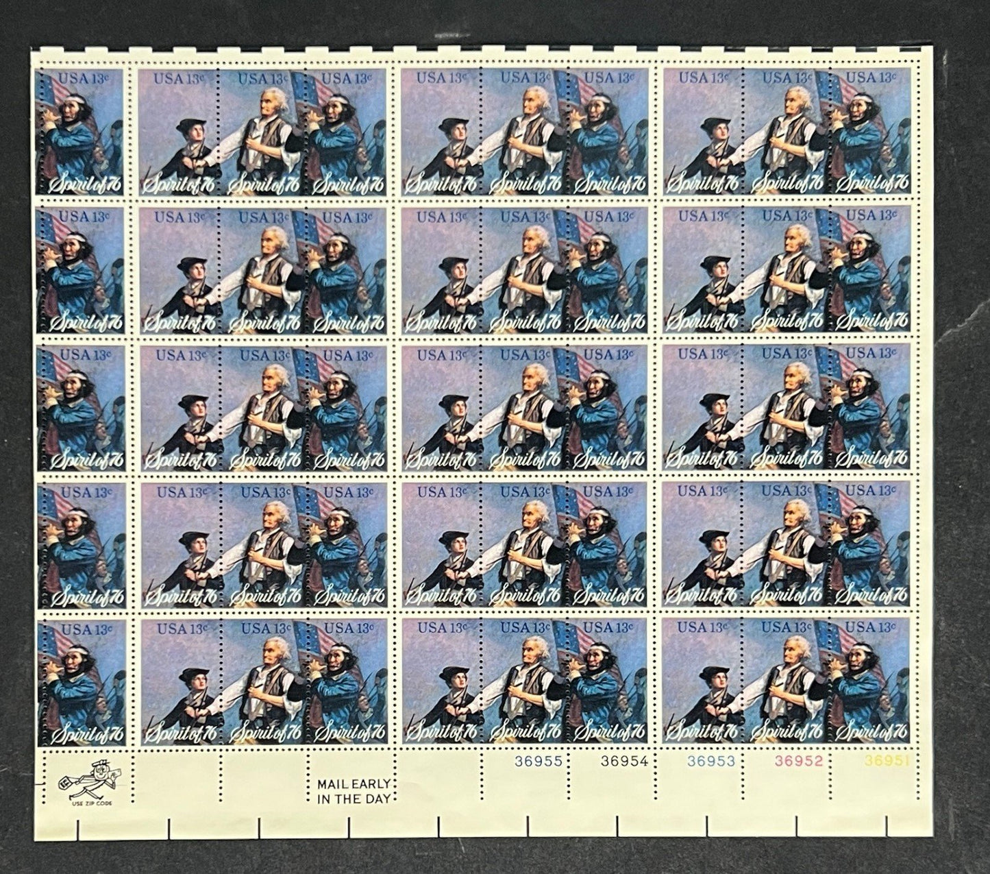 US 1629-1631 Mint Sheet (MNH) The Spirit of '76 (PB12) 13-Cent 1976 ZAYIX