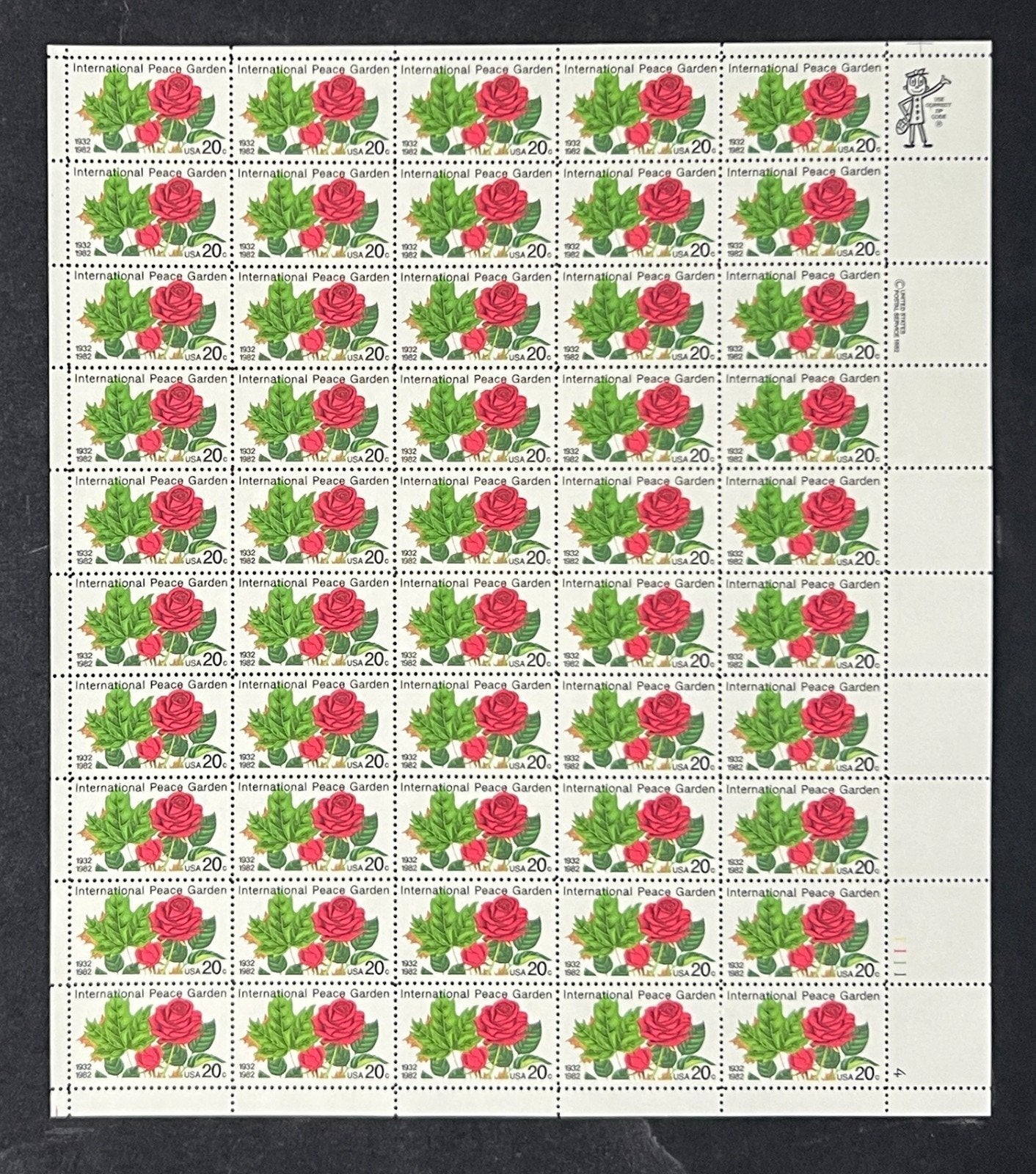 US 2014 Mint Sheet (MNH) Peace Garden Manitoba 20-Cent 1982 ZAYIX