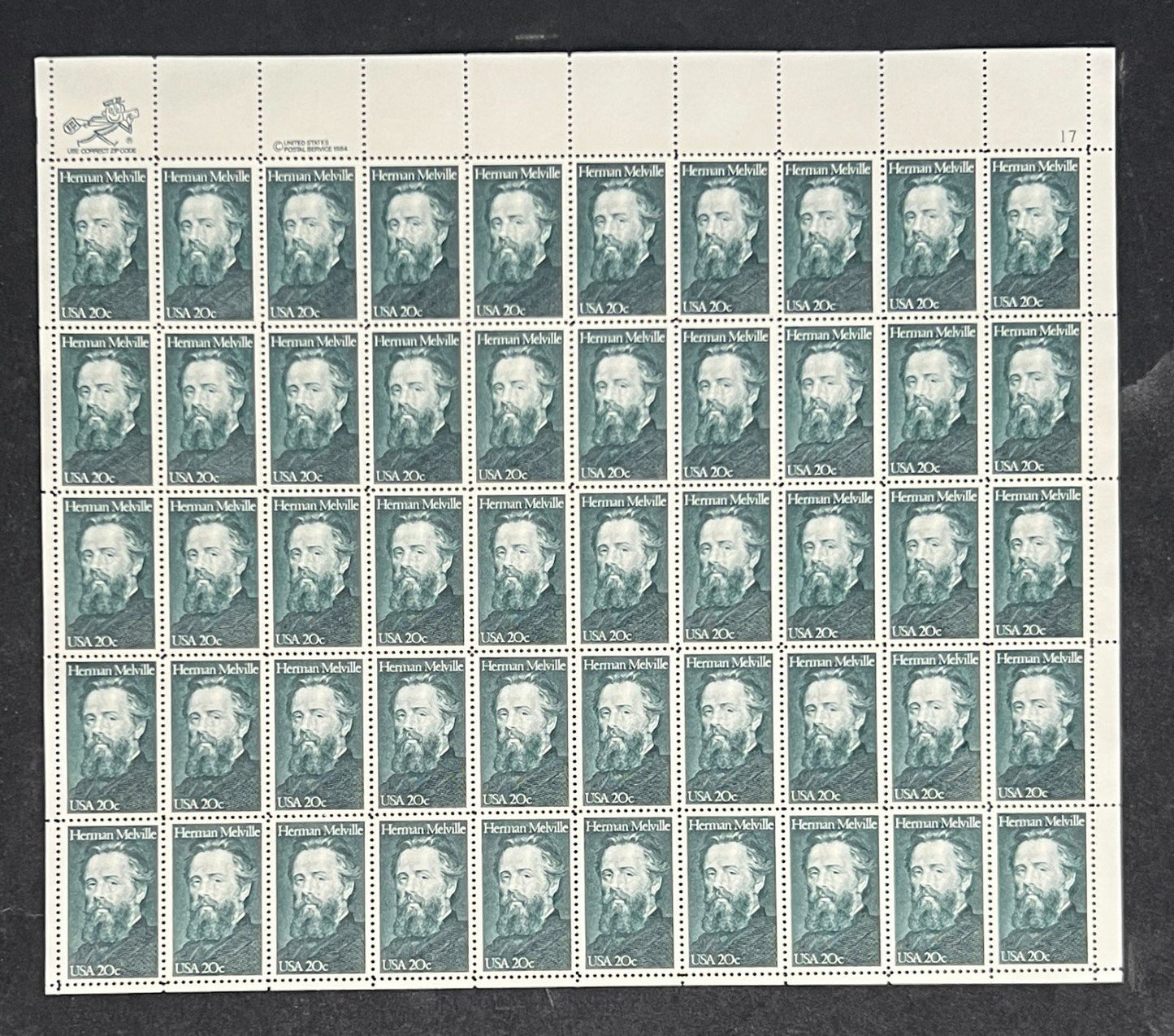 US 2094 Mint Sheet (MNH) Herman Melville Author 20-Cent 1984 ZAYIX