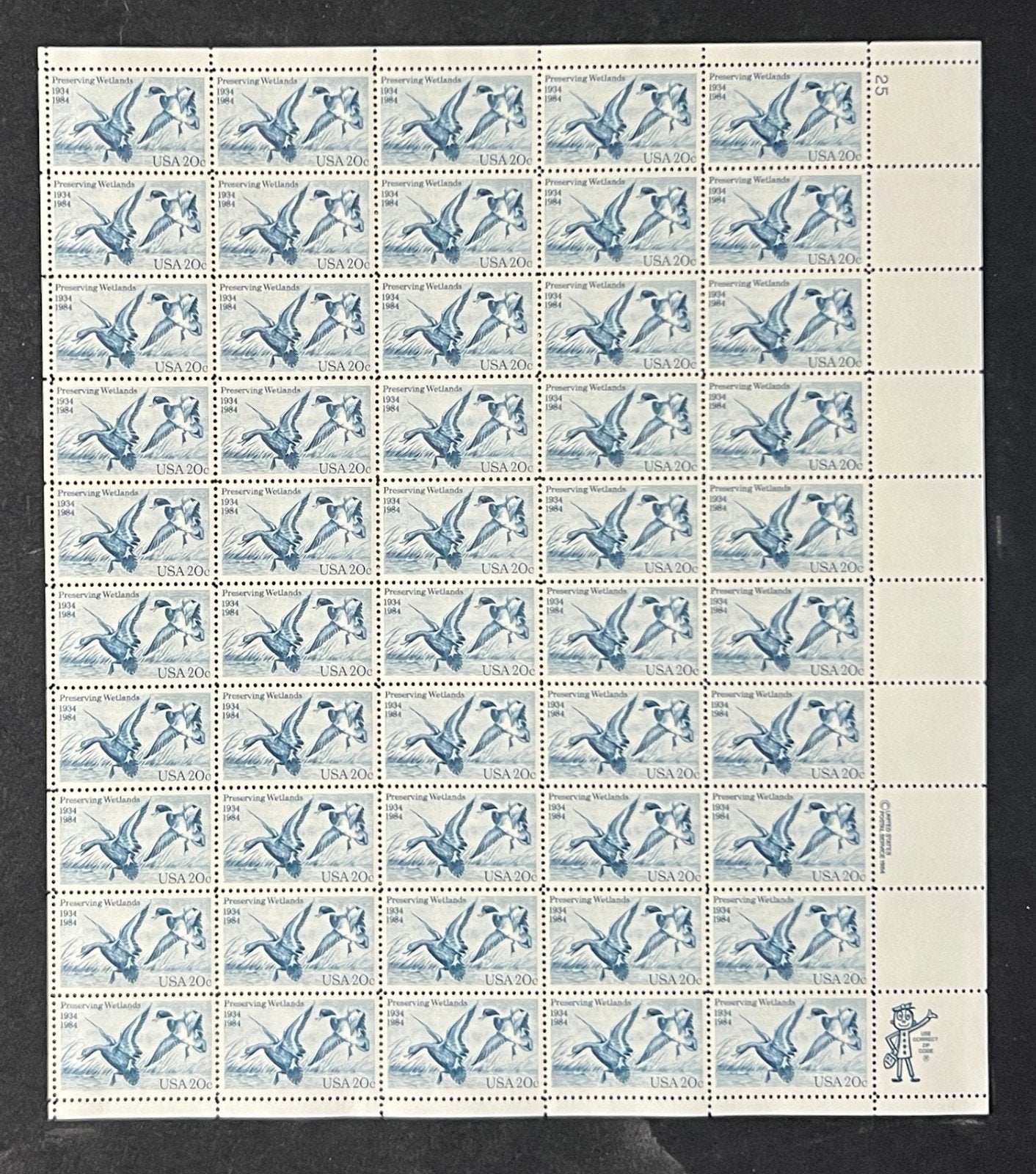 US 2092 Mint Sheet (MNH) Waterfowl Preservation Act 20-Cent 1984 ZAYIX