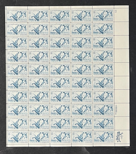 US 2092 Mint Sheet (MNH) Waterfowl Preservation Act 20-Cent 1984 ZAYIX