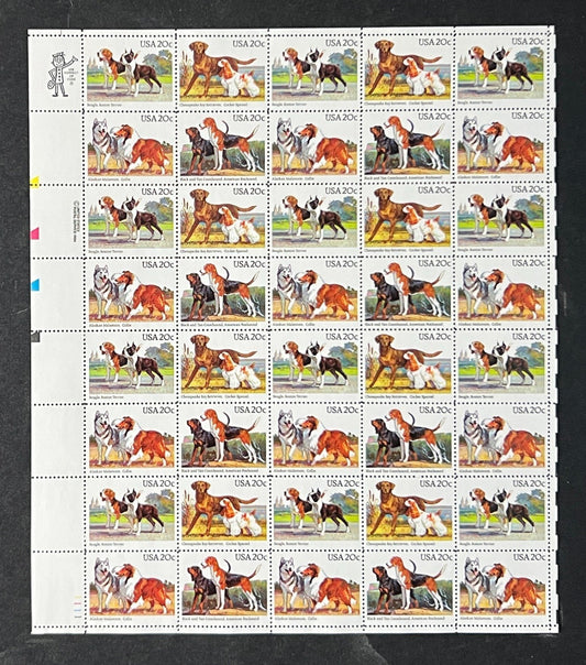 US 2098-2101 Mint Sheet (MNH) Dogs 20-Cent 1984 ZAYIX