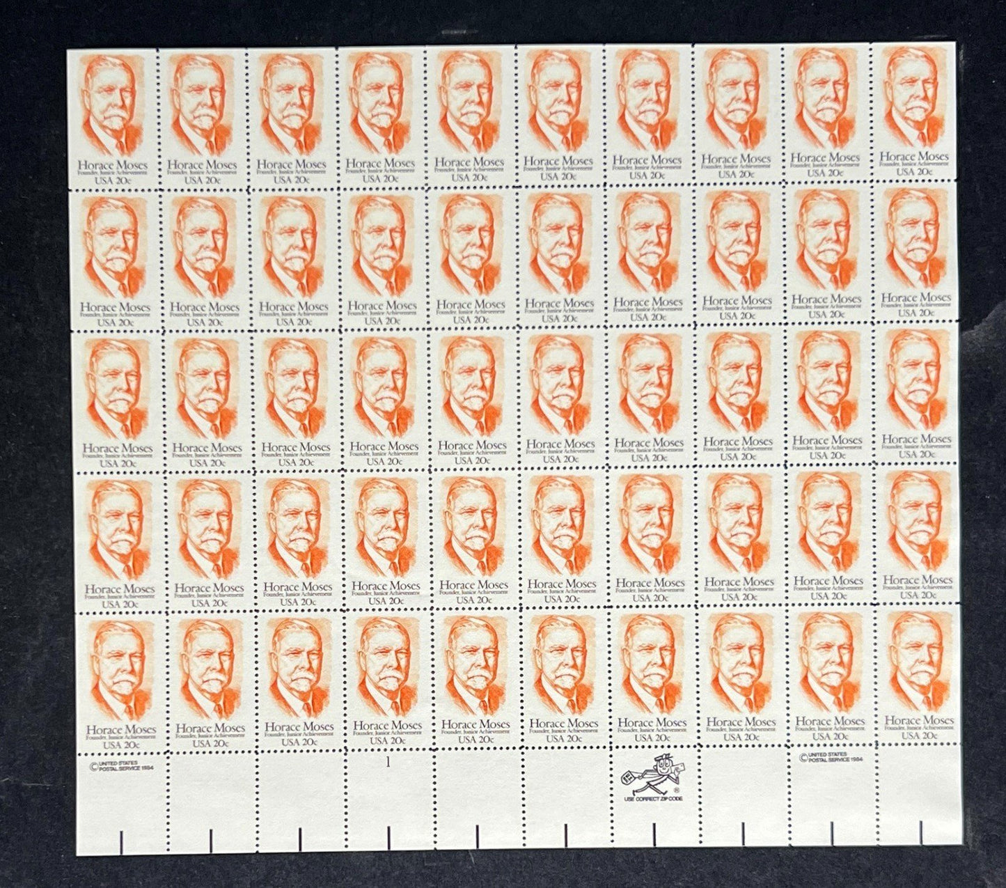 US 2095 Mint Sheet (MNH) Horace Moses Founder 20-Cent 1984 ZAYIX