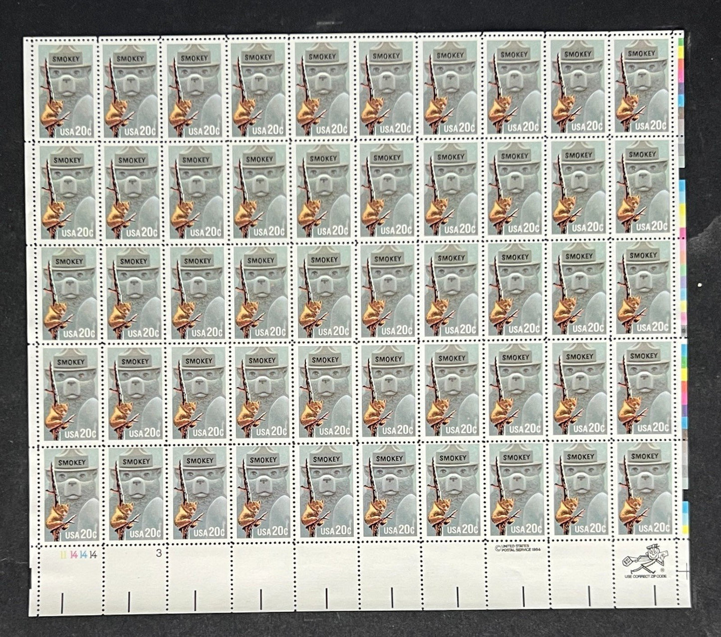 US 2096 Mint Sheet (MNH) Smokey Bear Wildfires 20-Cent 1984 ZAYIX
