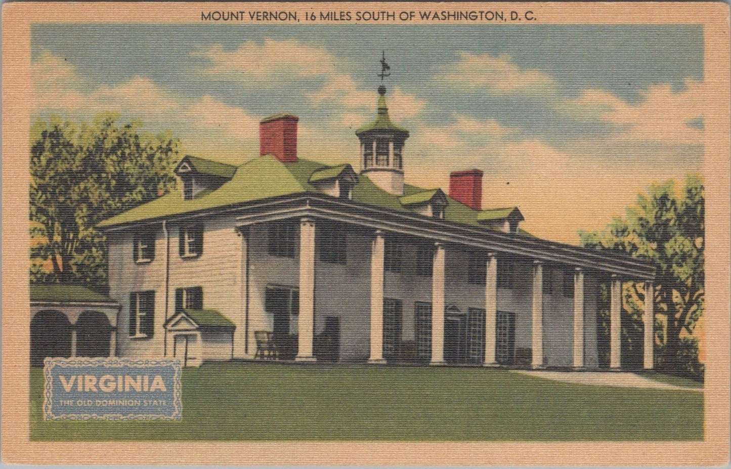 Mount Vernon 16 Miles South of Washington DC MVM Postcard ZAYIX 083022PC17