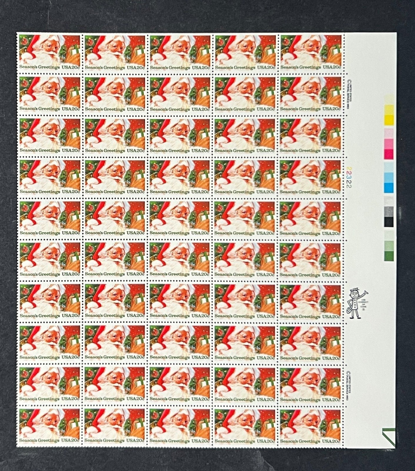 US 2064 Mint Sheet (MNH) Christmas Santa Claus (PB20) 20-Cent 1983 ZAYIX