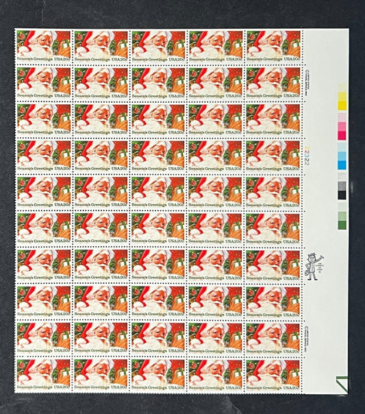 US 2064 Mint Sheet (MNH) Christmas Santa Claus (PB20) 20-Cent 1983 ZAYIX