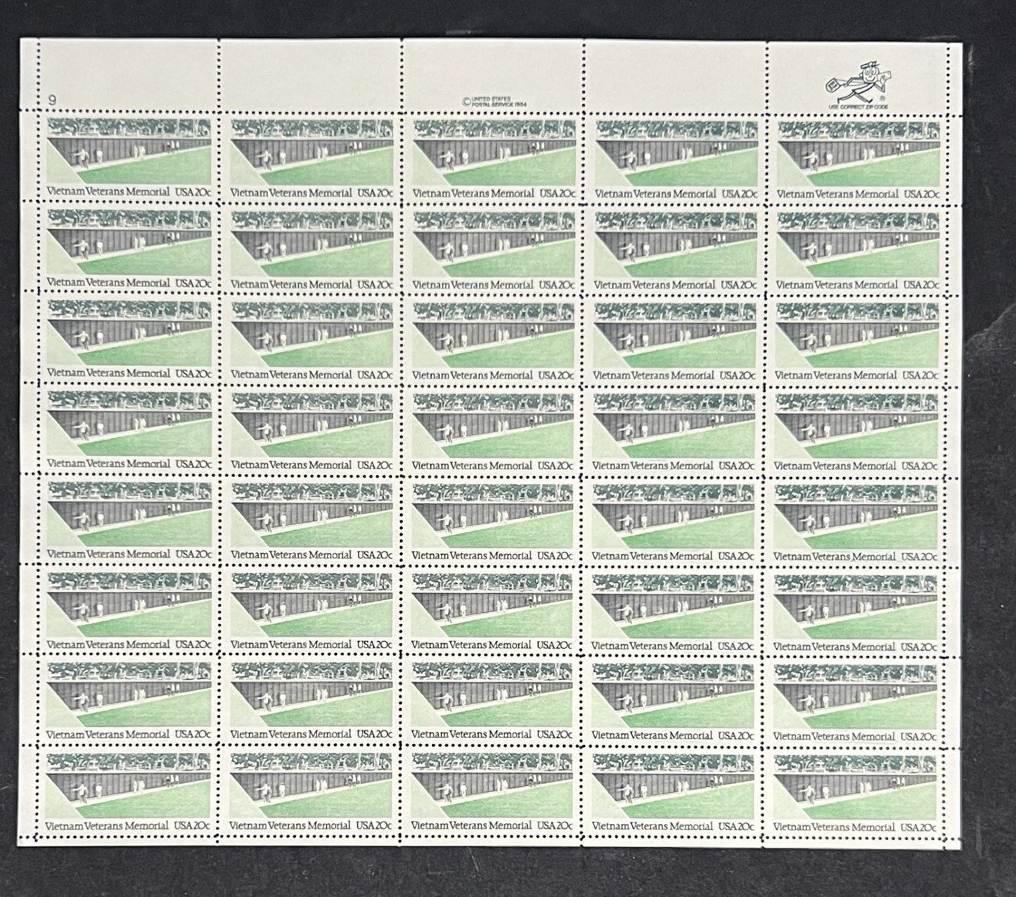 US 2109 Mint Sheet (MNH) Vietnam Veterans Memorial 20-Cent 1984 ZAYIX