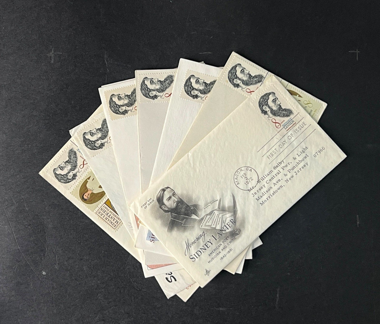 Sidney Lanier American Poet First Day Cover Collection FDC 1972 ZAYIX