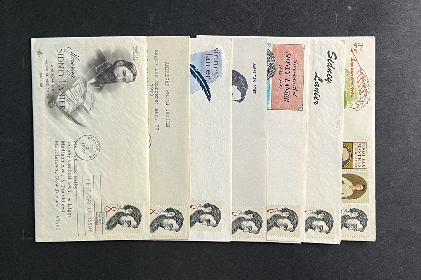 Sidney Lanier American Poet First Day Cover Collection FDC 1972 ZAYIX