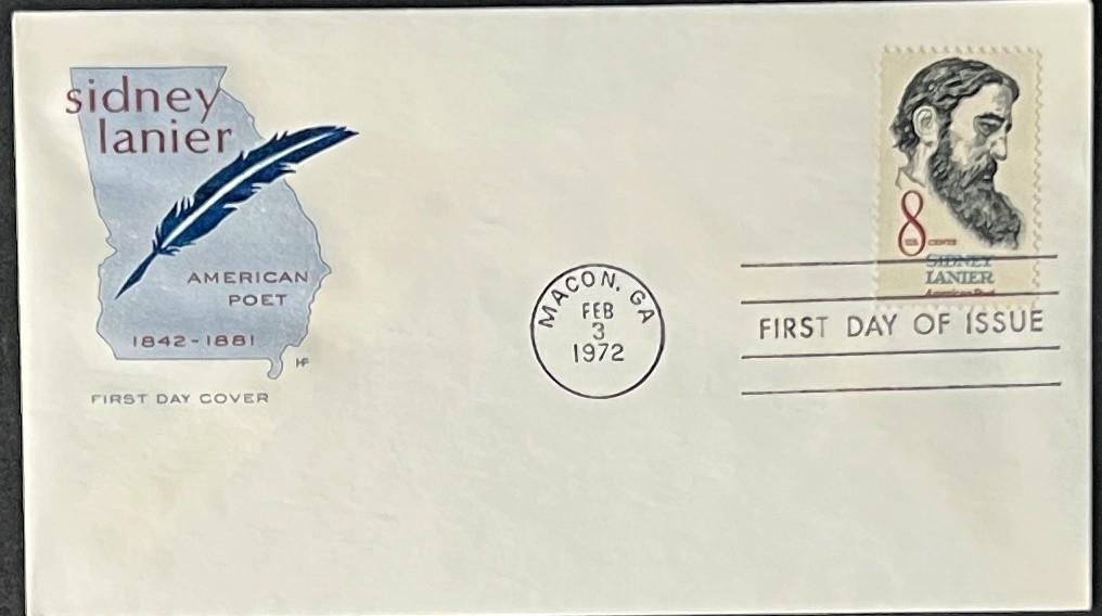 Sidney Lanier American Poet First Day Cover Collection FDC 1972 ZAYIX
