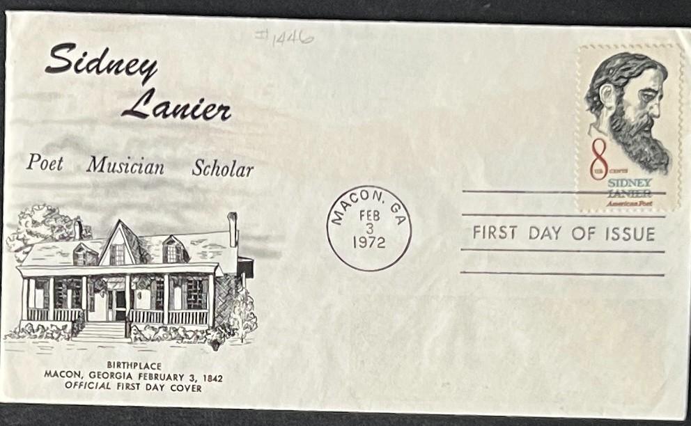 Sidney Lanier American Poet First Day Cover Collection FDC 1972 ZAYIX