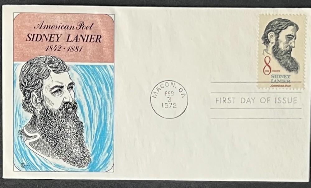 Sidney Lanier American Poet First Day Cover Collection FDC 1972 ZAYIX