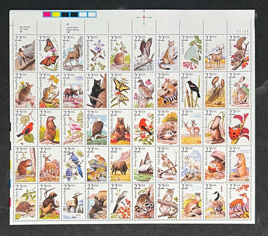 US 2286-2335 Mint Sheet (MNH) North American Wildlife 22-Cent 1987 ZAYIX